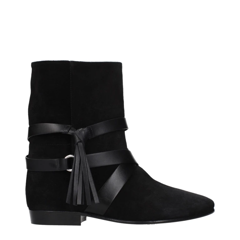 Black Leather Ankle Boots - Women