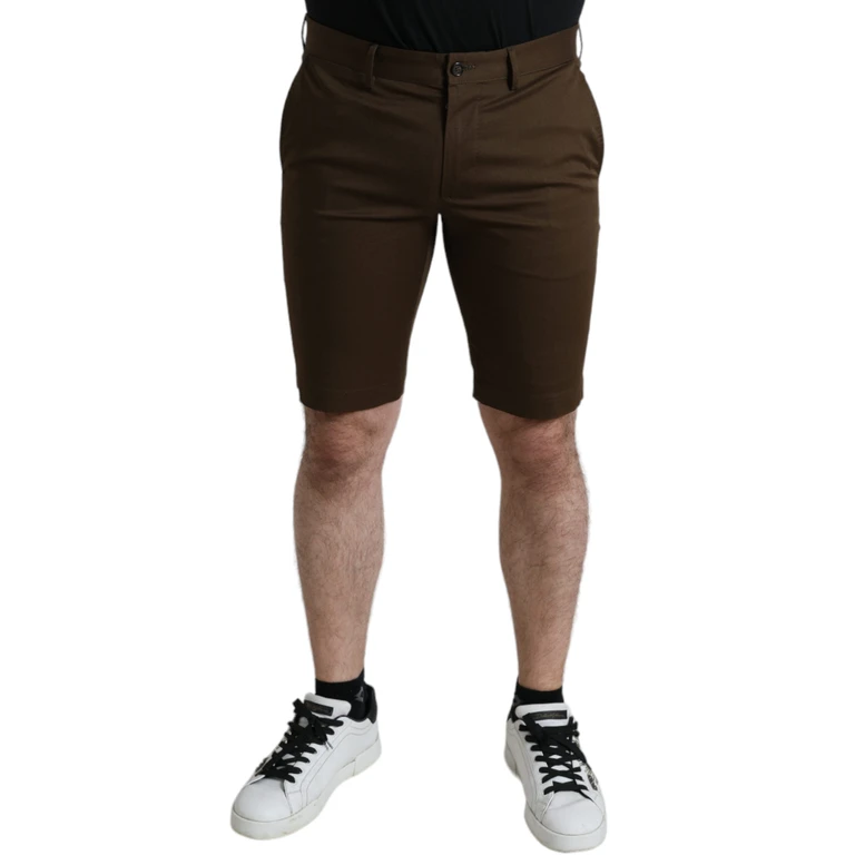 Dolce & Gabbana Brown Cotton Stretch Men Bermuda Shorts Elastane - Men