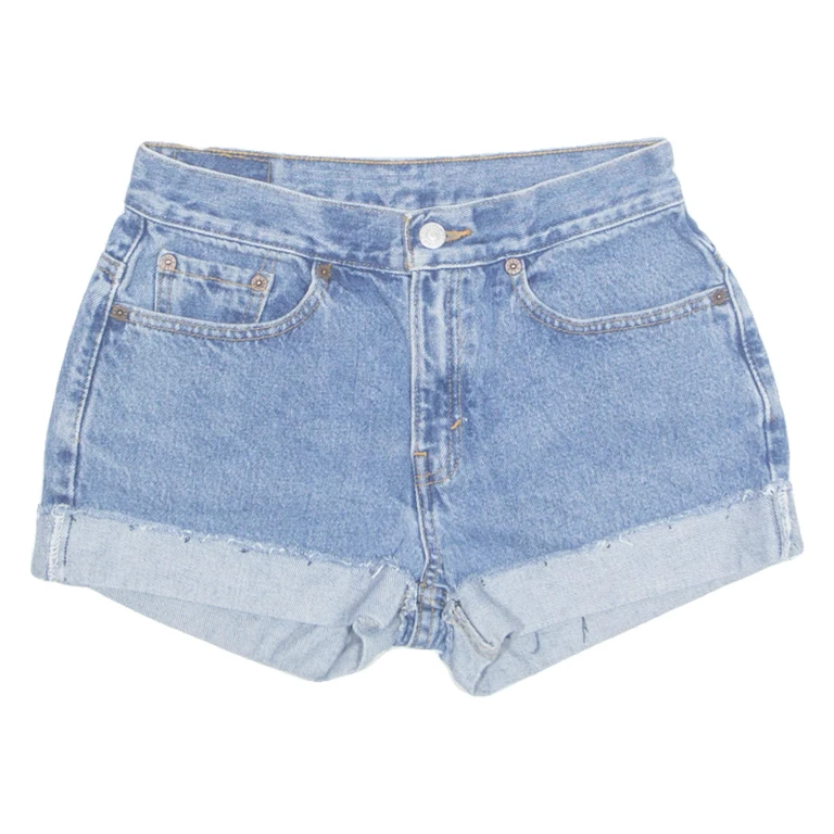 LEVI'S Turn Up 505 Womens Denim Shorts Blue Relaxed XS W26