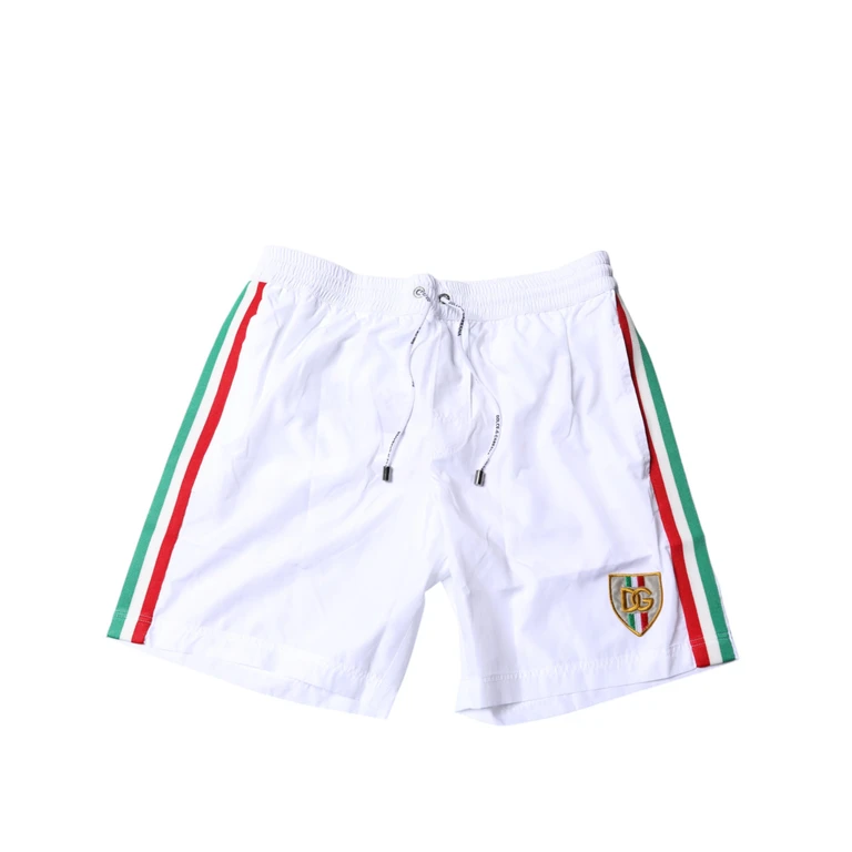 Dolce & Gabbana White Stripes Beachwear Shorts 2 Pc Swimwear Polyester - Men