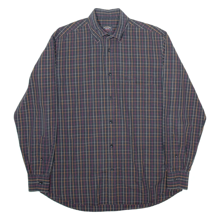 PAUL & SHARK Mens Shirt Blue Check Long Sleeve L