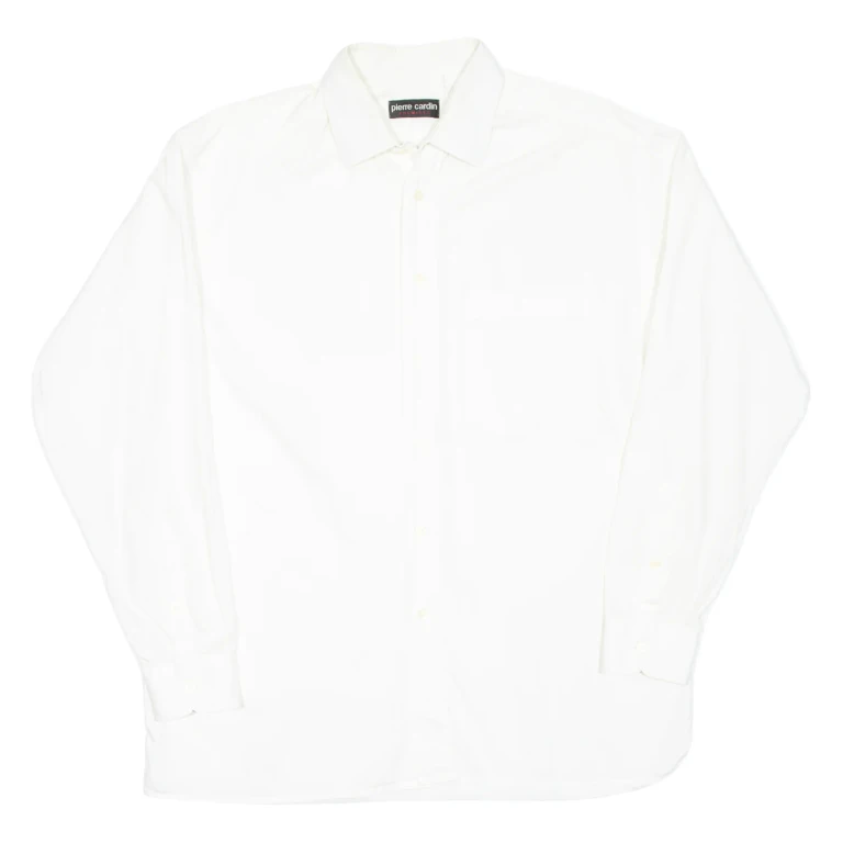 PIERRE CARDIN Mens Plain Shirt White Long Sleeve XL