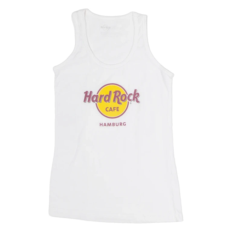 HARD ROCK CAFE Hamburg Womens Band Vest White Sleeveless S