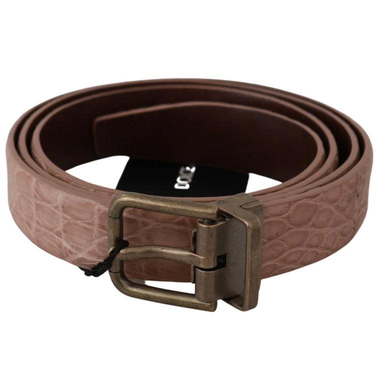 Dolce & Gabbana Beige Exotic Skin Gold Buckle Leather Belt Skins - Men