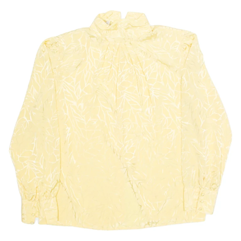 BANKERS CLUB Womens Printed Blouse Yellow High Neck 90s Geometric M