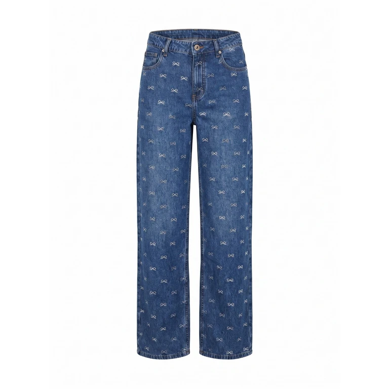Lightweight Bow Embellished Jeans