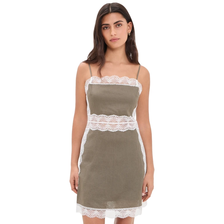 STAUD Amalina Linen Mini Dress Thyme 6