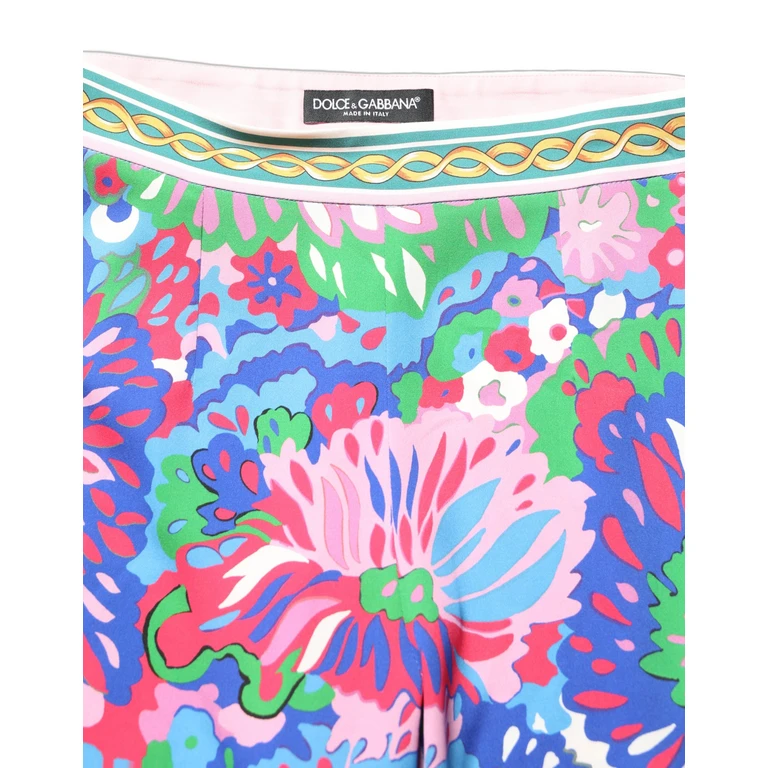 Dolce & Gabbana Multicolor Floral Stretch Jersey Leggings Pants Silk Elastane - Women