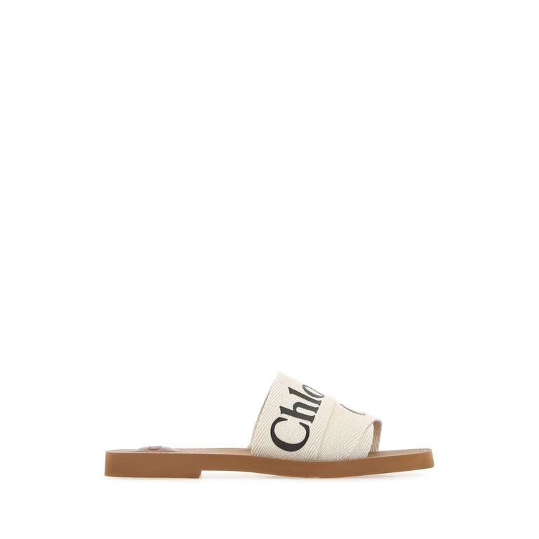 Chloé Ivory Linen Woody Slippers 101 - Women
