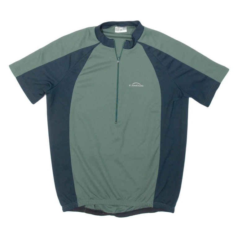 BIKE PLUS Cycling Mens Jersey Green 1/2 Zip M