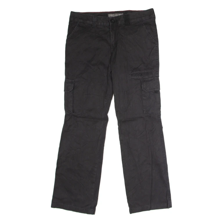 DICKIES Workwear Cargo Womens Twill Trousers Black Relaxed Straight W34 L30