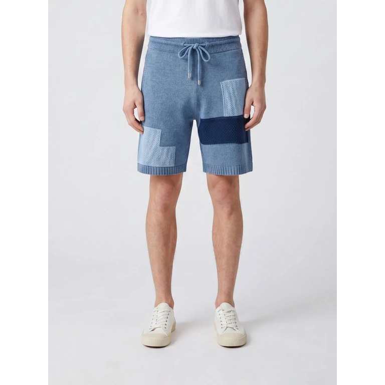Cotton Knit Knee-Length Jogging Shorts with Drawstring Waist (S6LAMAKS067126)