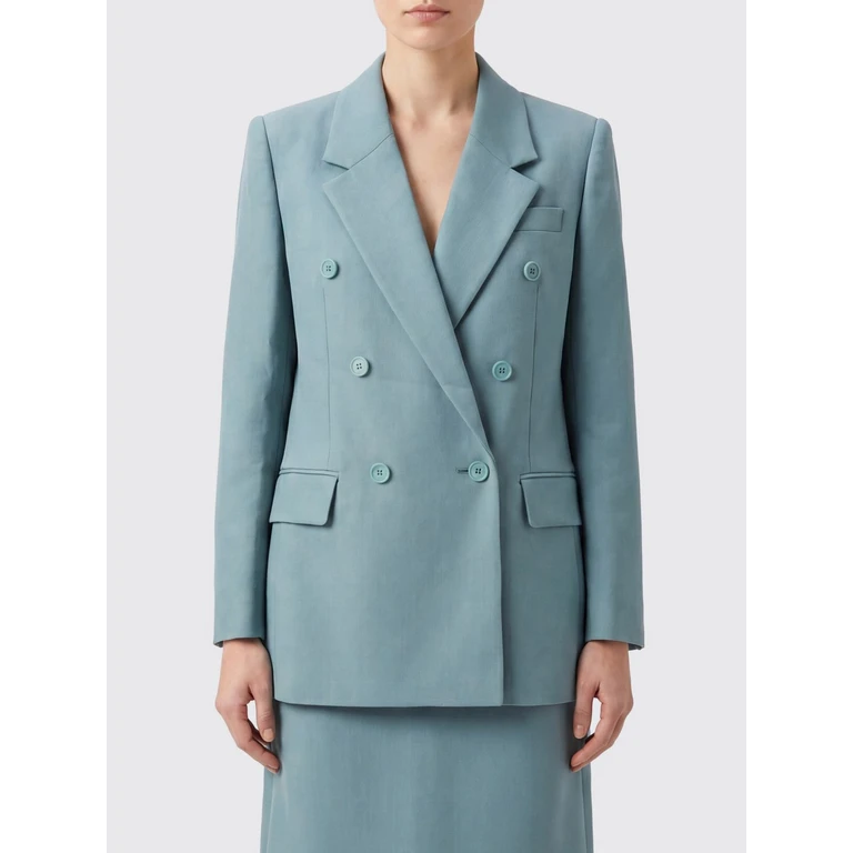 CHLOÉ Double-Breasted Merino Wool Blazer with Peak Lapels and Flap Pockets (CH26AVE7806600Y)