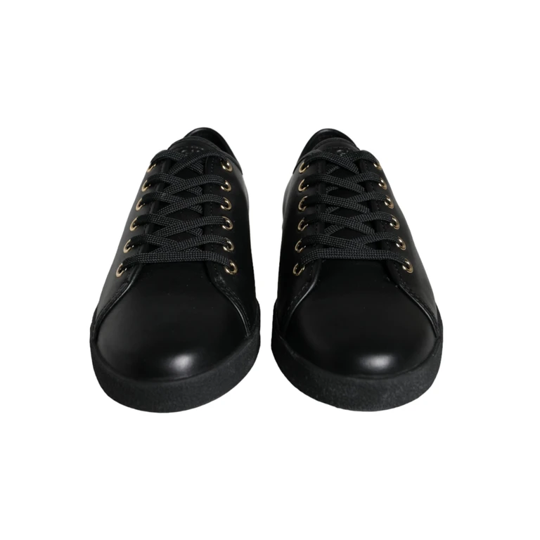 Dolce & Gabbana Black Gold Leather Classic Sneakers Shoes Calf - Women