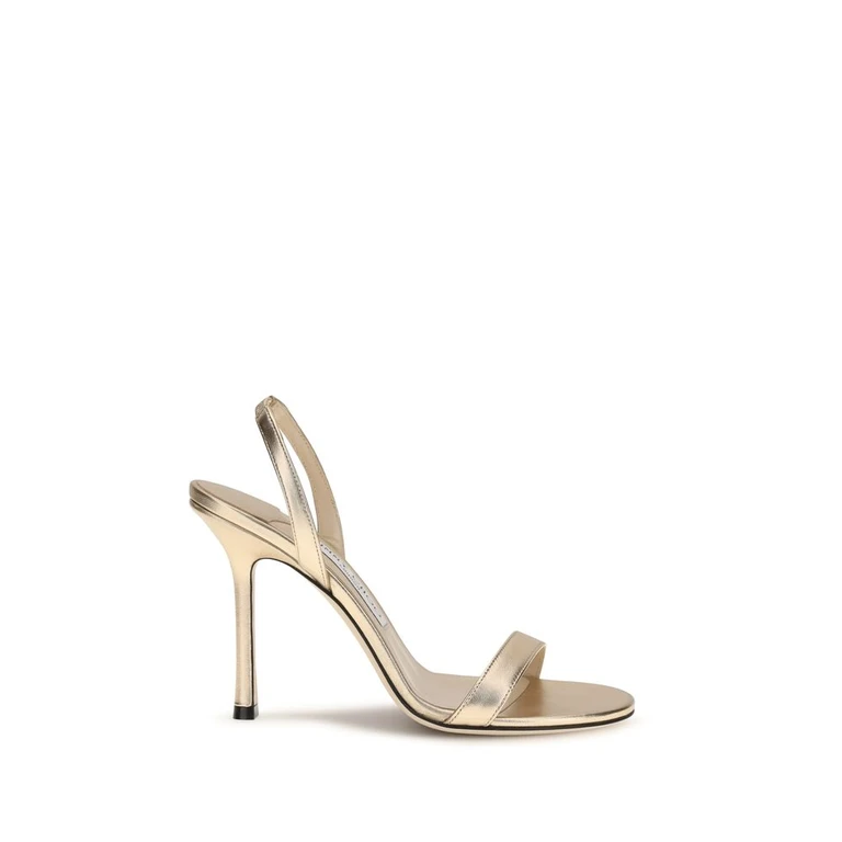 Jimmy Choo Gold Calf Leather Bos Taurus Stiletto Heel Sandals - Women
