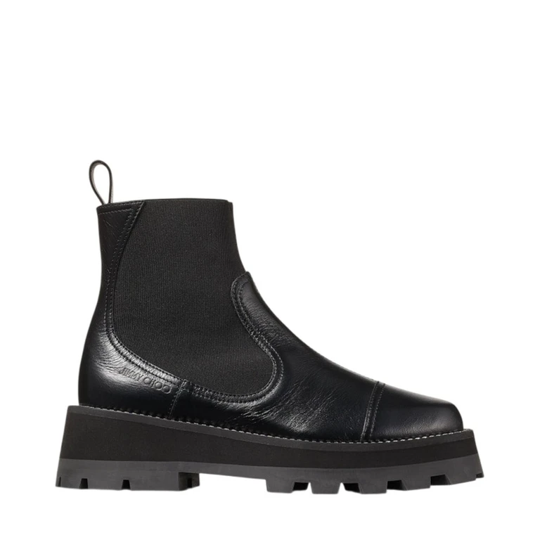 Clayton Black Leather Flat Ankle Boots, Brand Size 35 ( US Size 5 )