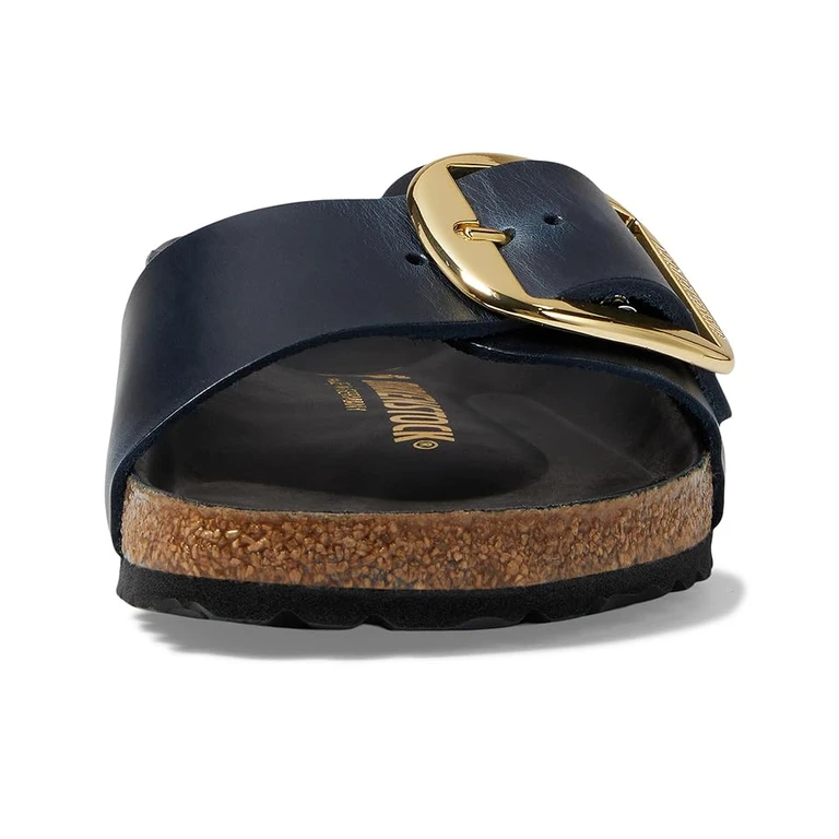 Unisex Madrid Big Buckle Natural Leather Oiled Blue