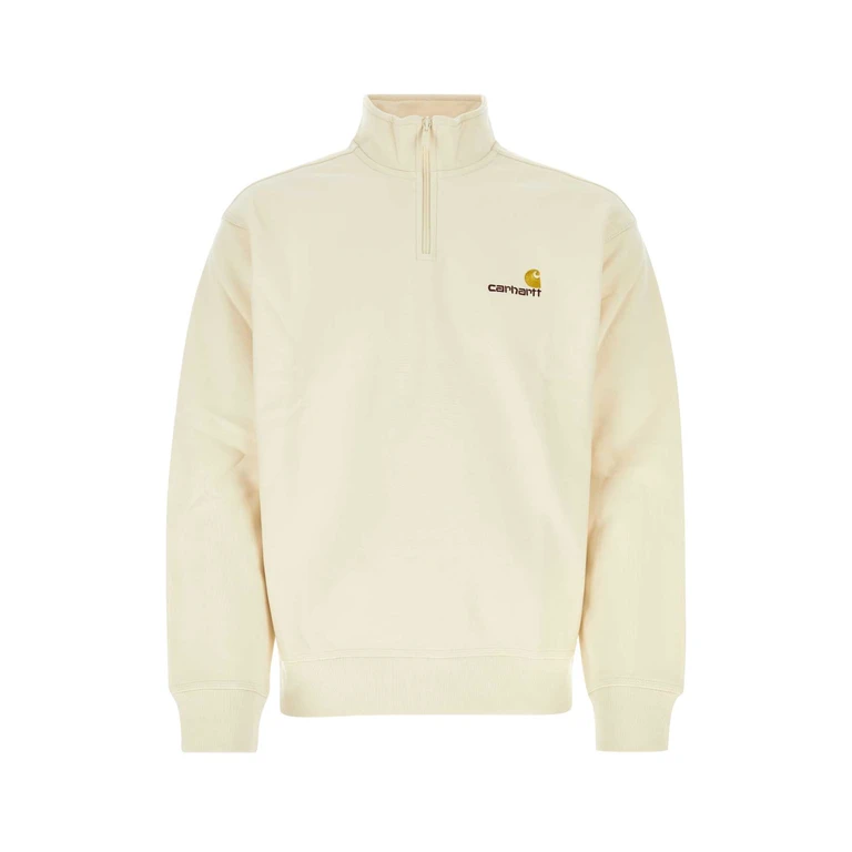 Carhartt Wip Ivory Cotton Blend Half Zip American Script Sweat Natural Exterior: Polyester Felpe - Men