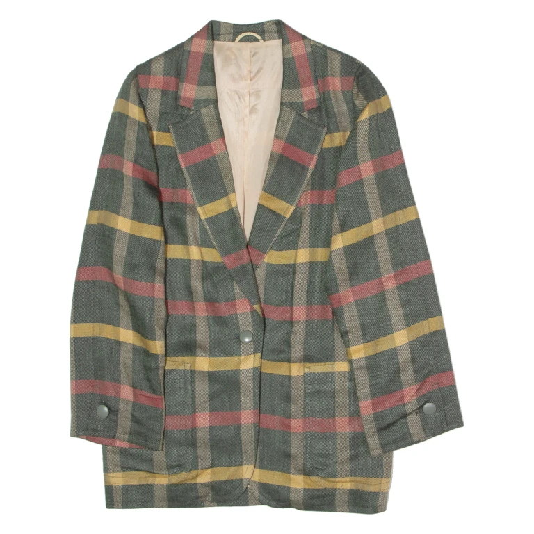 JOSEPH JANARD Womens Blazer Jacket Green Linen Check UK 8