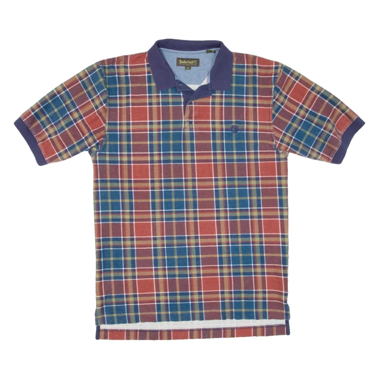 TIMBERLAND Mens Polo Shirt Red Check M