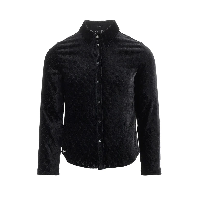 Camisa de terciopelo dévoré GG de Gucci para hombre, talla 48
