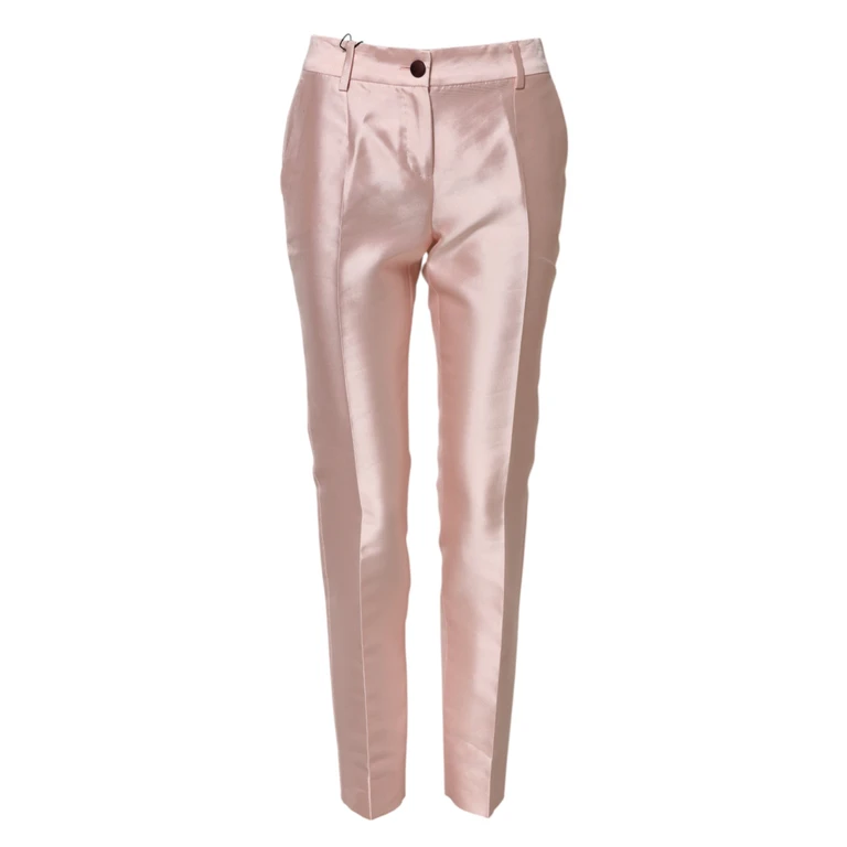 Dolce & Gabbana Pink Satin High Waist Tapered Pants Silk - Women