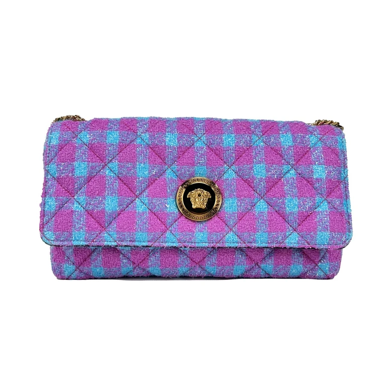 Versace Wool Lurex Medium Shoulder Crossbody Bag Gold - Women