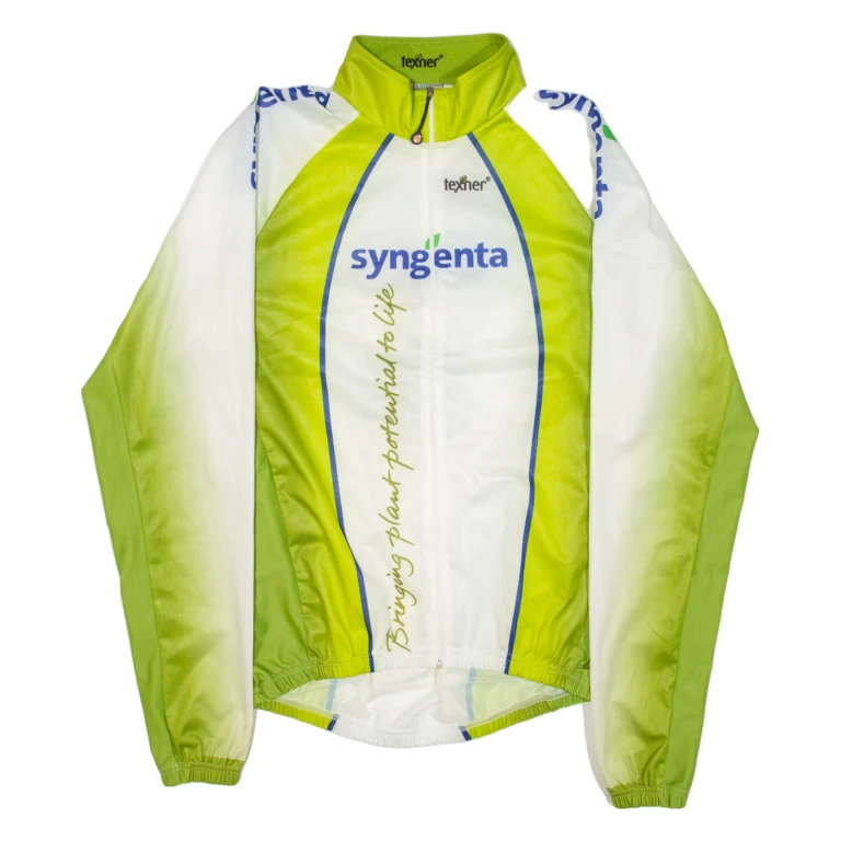 TEXNER Cycling Full-Zip Mens Jersey Green Long Sleeve M