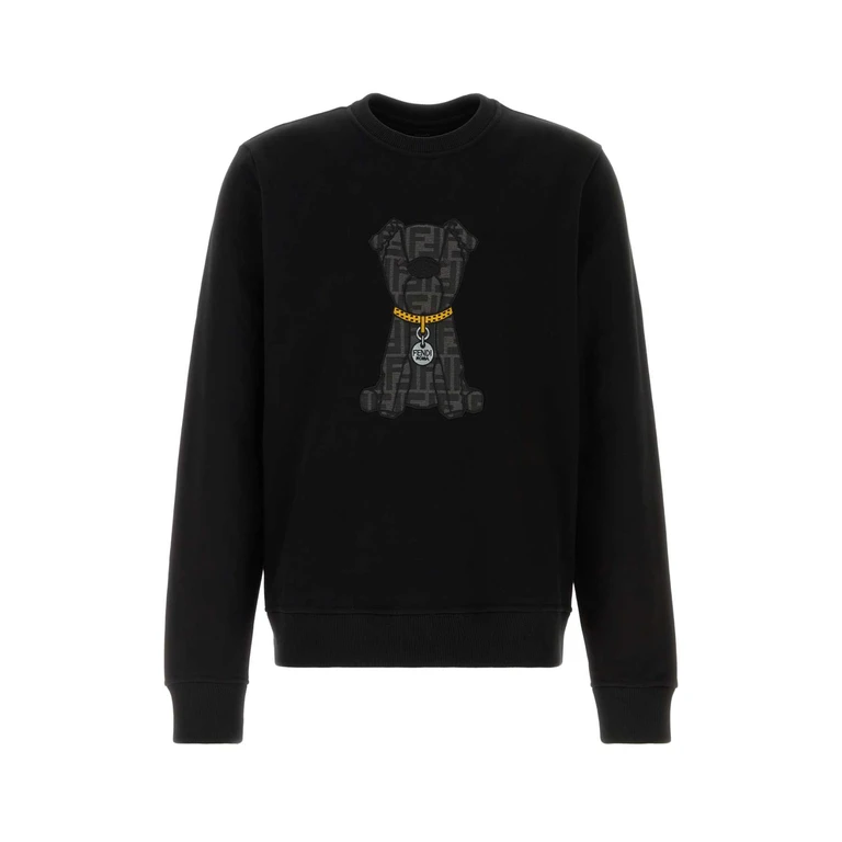 Fendi Black Cotton Sweatshirt Nero Exterior: Tute - Men