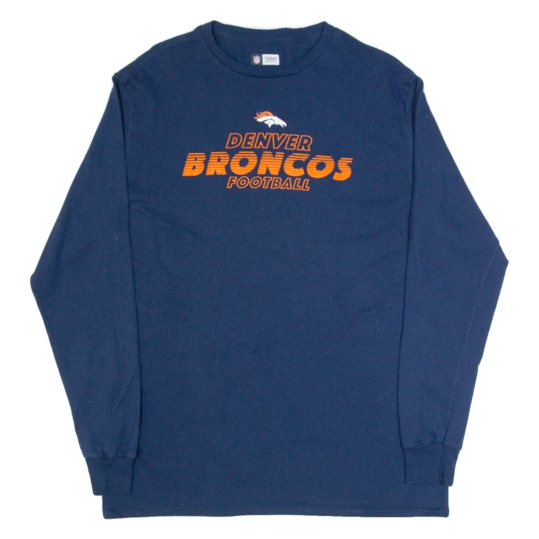 NFL Denver Broncos Mens T-Shirt Blue Long Sleeve USA L