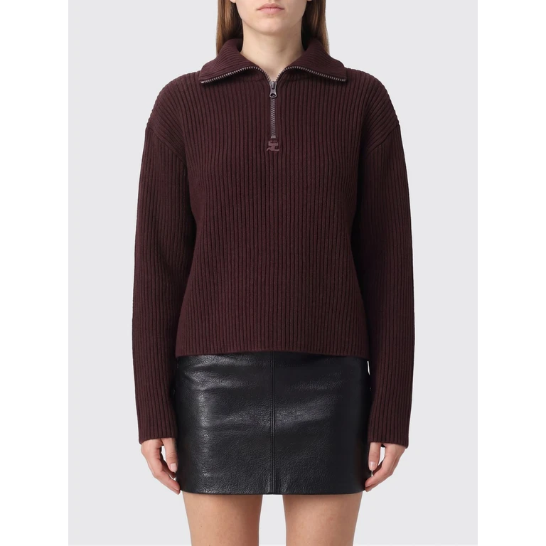 Ribbed Turtleneck Jumper in Pure Merino Wool with Half-Zip (326MPU278FI00854090)