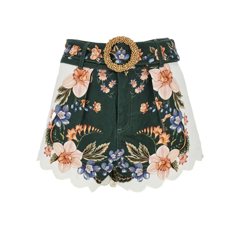 FARM RIO Floral twill shorts with belt Woman 27