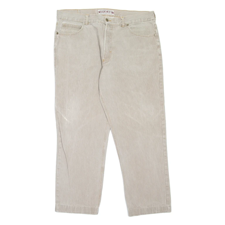 DAKAR Mens Jeans Beige Regular Tapered W36 L27