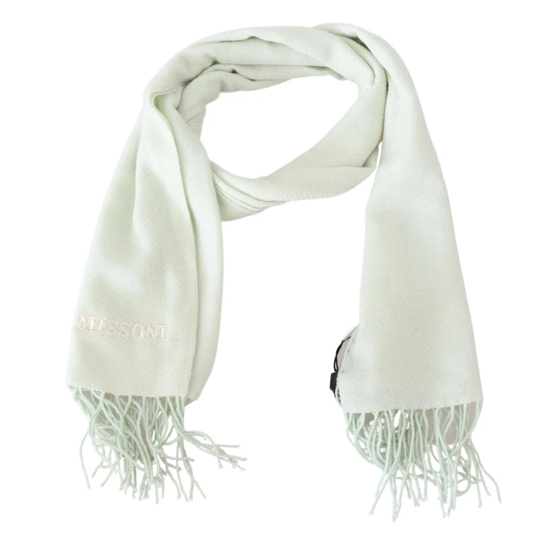 Light Green Pattern Cashmere Unisex Wrap Fringes Scarf - Men