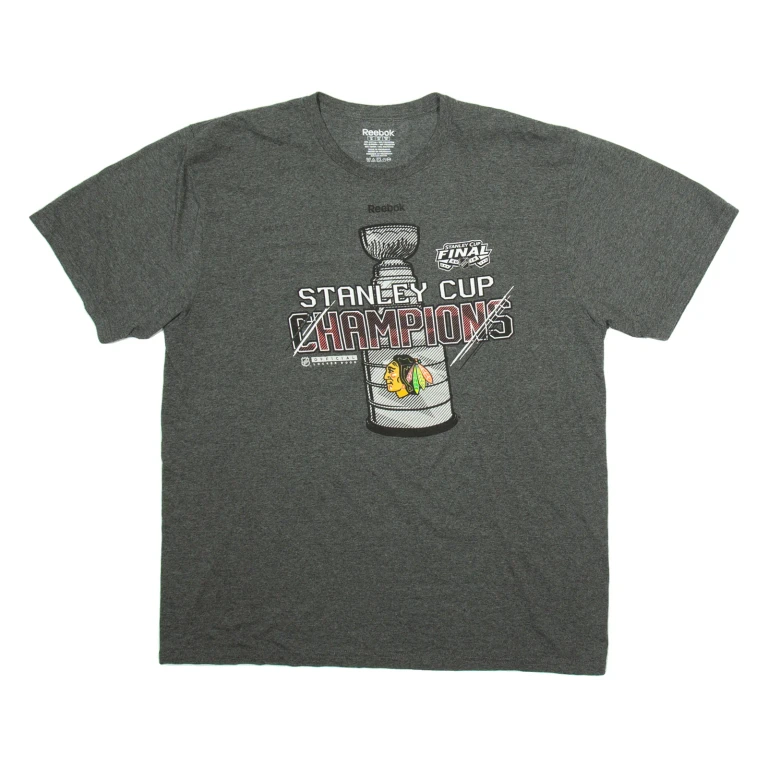 REEBOK Stanley Cup Champions Mens T-Shirt Grey USA XL