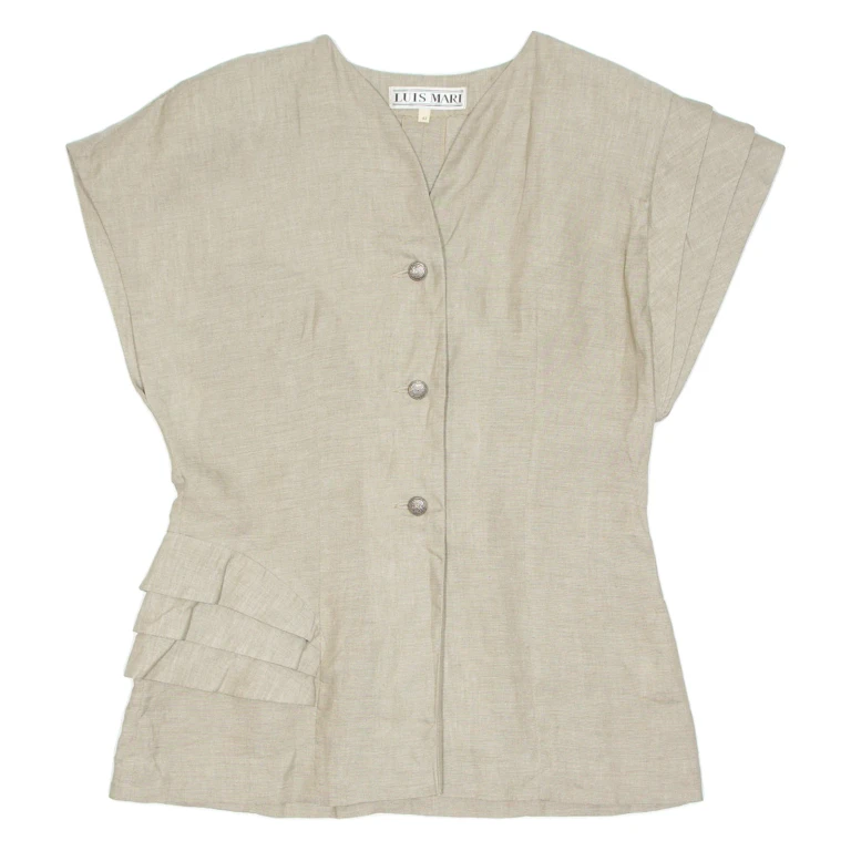 Womens Blouse Green V-Neck M