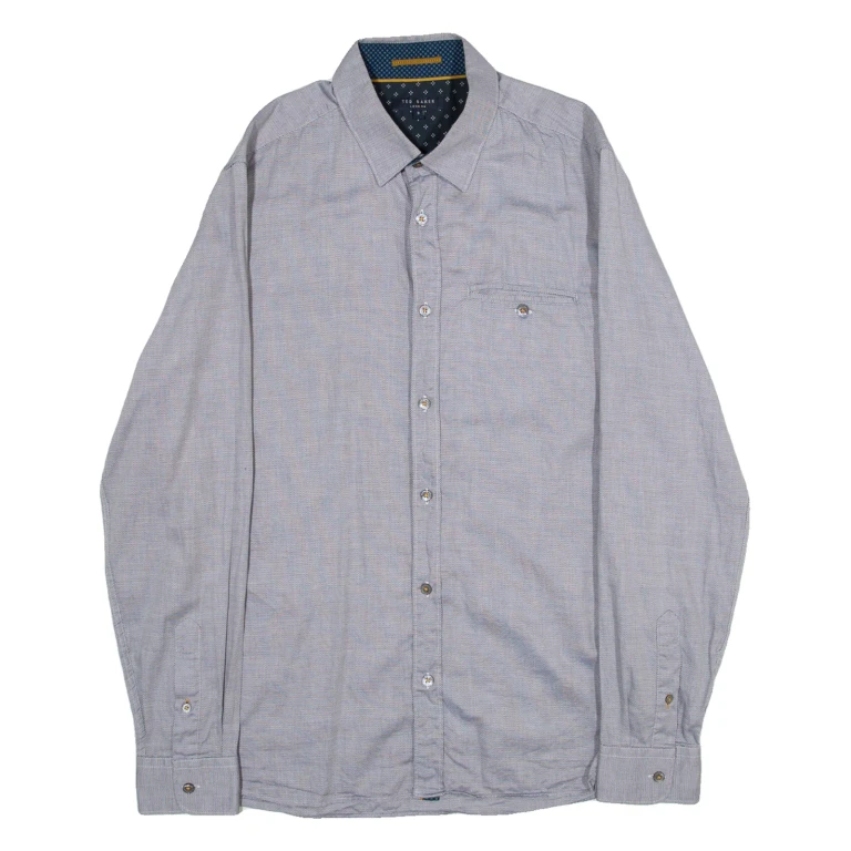 TED BAKER Mens Plain Shirt Grey Long Sleeve M