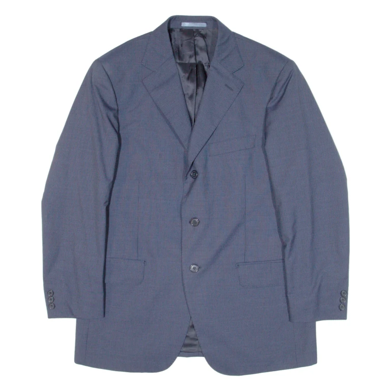 BOGGI Mens Blazer Jacket Blue Knit Wool Pinstripe M
