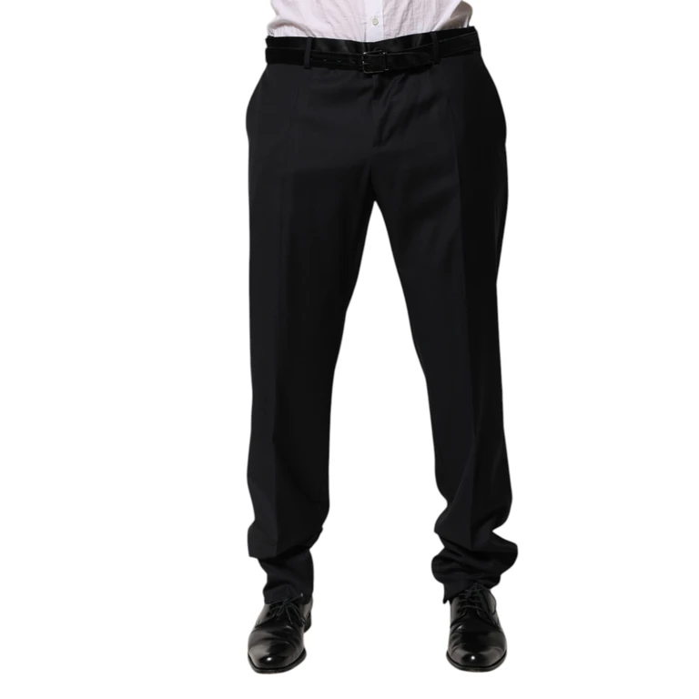 Dolce & Gabbana Black Wool Men Formal Dress Trouser Pants Cotton Silk Polyester - Men