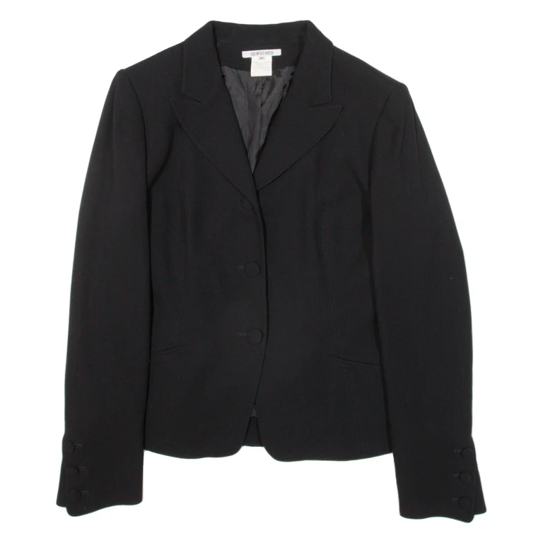 GEORGES RECH Womens Blazer Jacket Black Knit Wool M