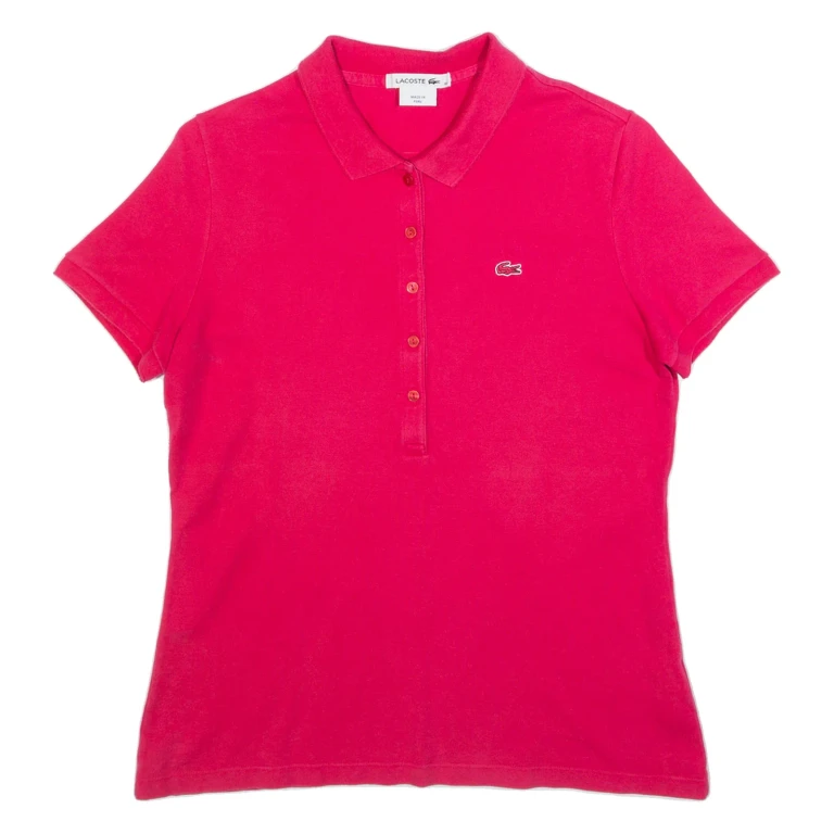 LACOSTE Womens Polo Shirt Pink S