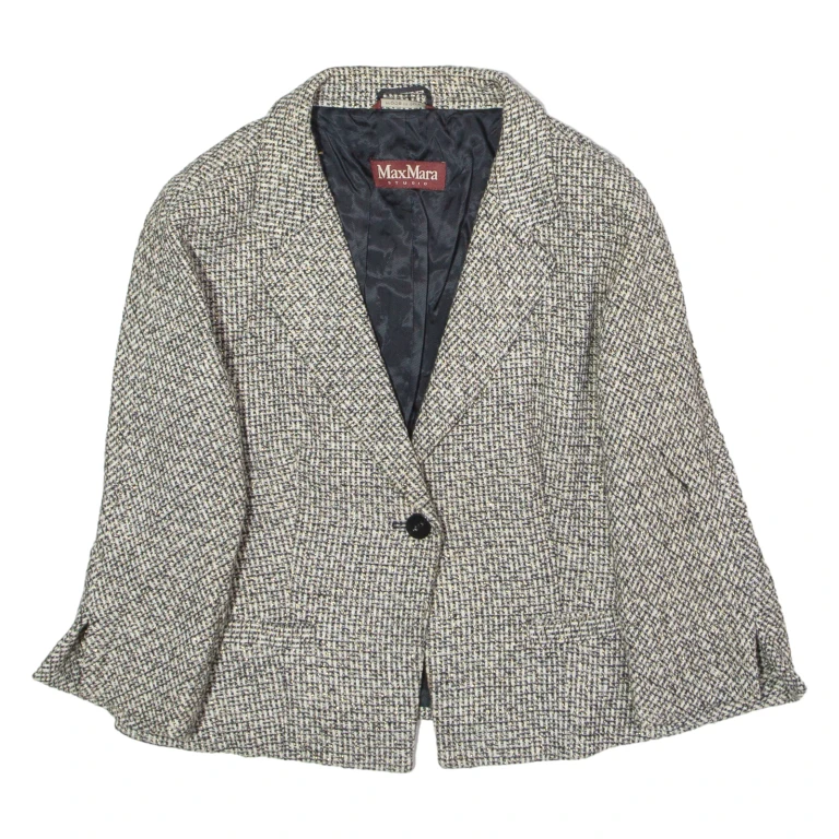 MAX MARA STUDIO Womens Blazer Jacket Cream Knit Wool UK 14