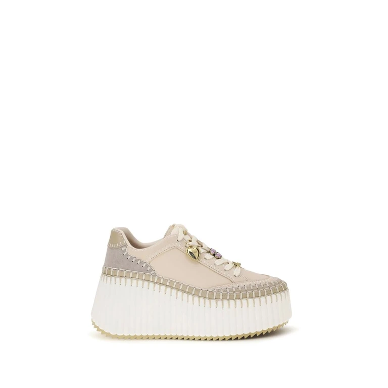 Chloé Beige Calf Leather Bos Taurus Platform Sneakers - Women