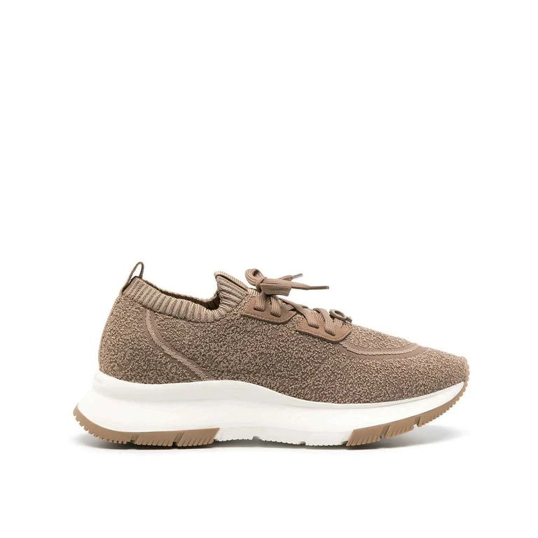Brown Fabric Athletic Sneakers - Women