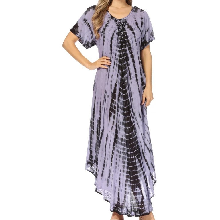 Sakkas Melika Tie Dye Caftan Dress