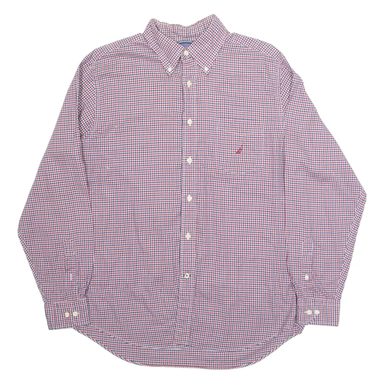 NAUTICA Mens Shirt Red Check Long Sleeve L