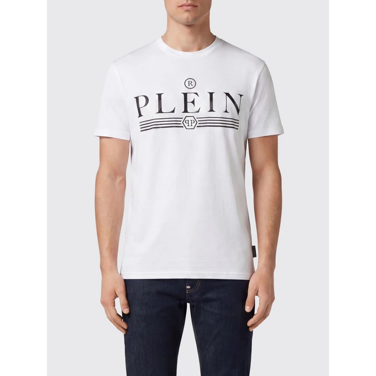 Cotton Crew Neck T-shirt with Rhinestone Logo Lettering (FADCMTK7444PJY002N01)
