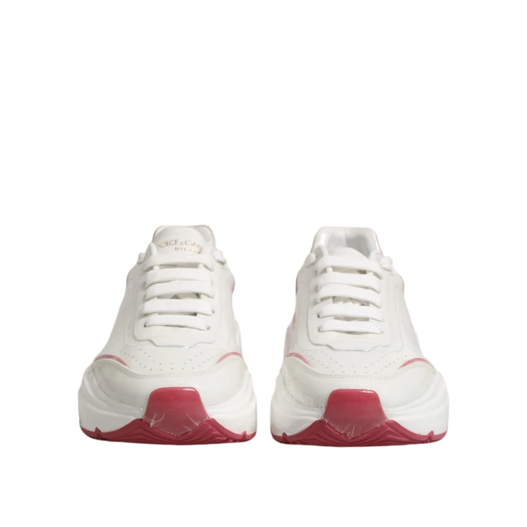 Dolce & Gabbana White Pink Daymaster Low Top Sneakers Shoes Calf Leather - Women