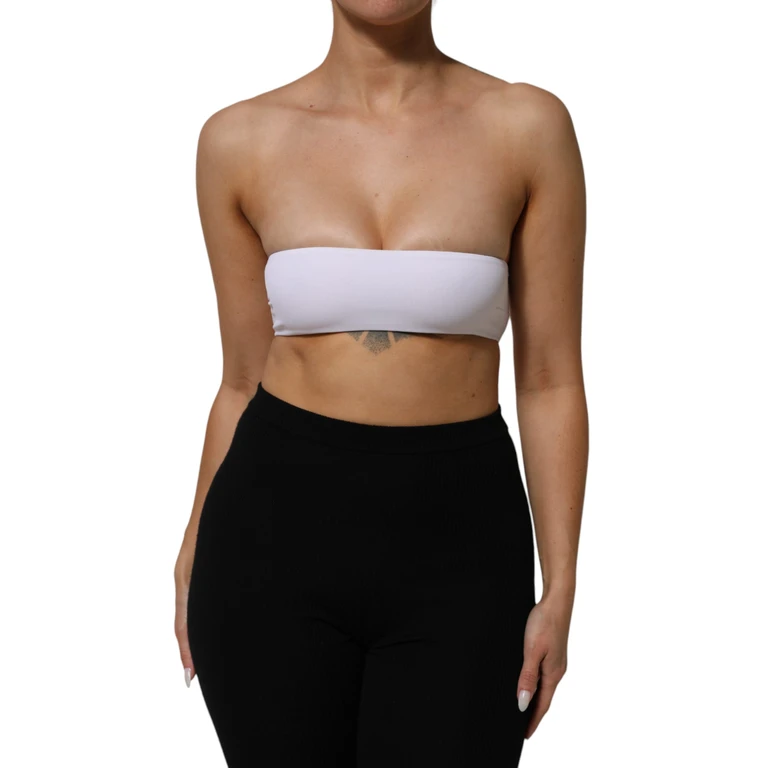 Dolce & Gabbana White Nylon Blend Bandeau Strapless Tube Top - Women