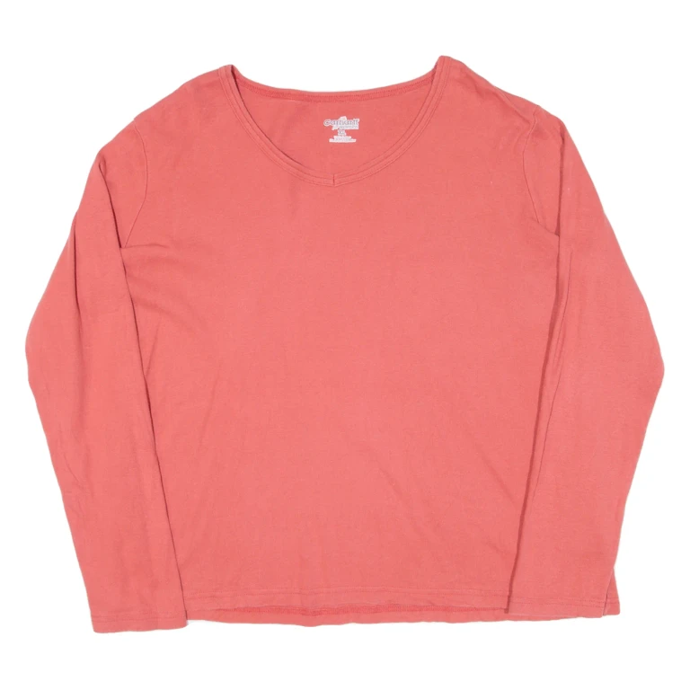 CARHARTT Womens T-Shirt Pink Long Sleeve V-Neck XL